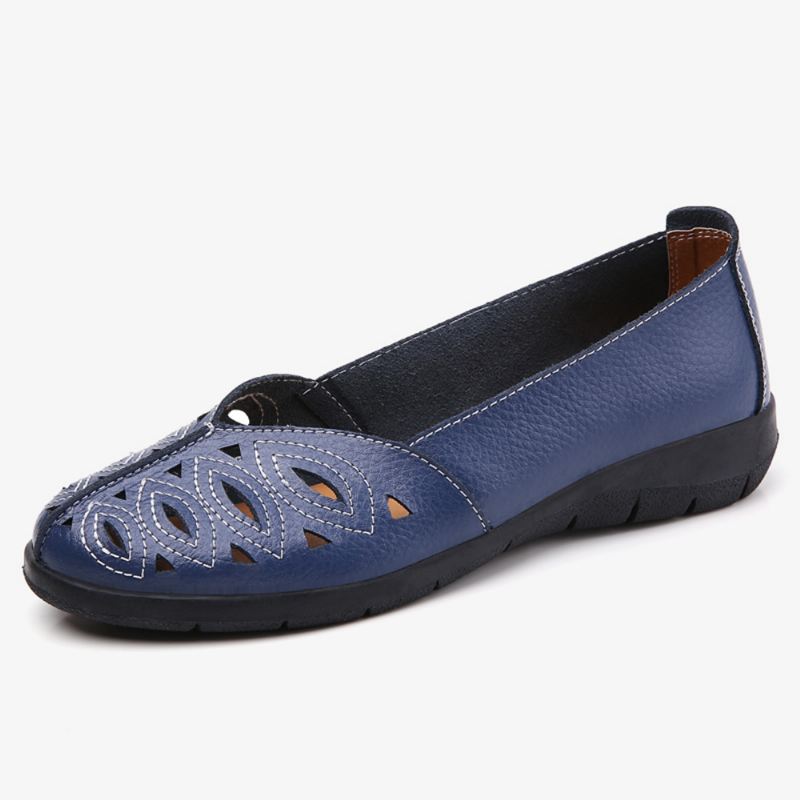 Kvinder Syning Blomster Hule Skridsikker Casual Slip On Loafers