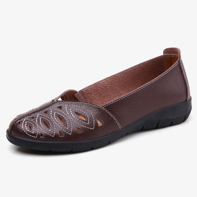 Kvinder Syning Blomster Hule Skridsikker Casual Slip On Loafers