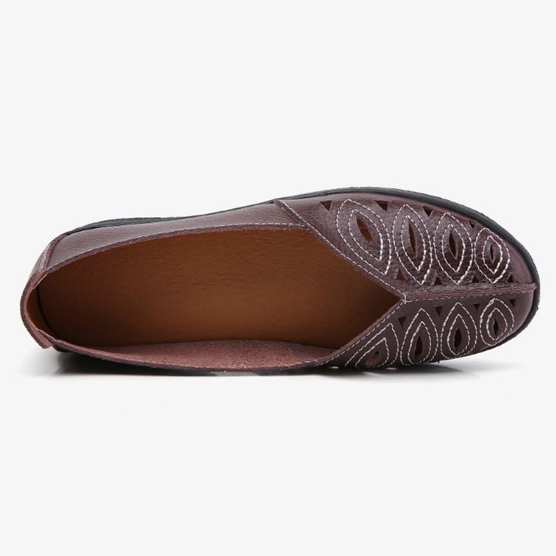 Kvinder Syning Blomster Hule Skridsikker Casual Slip On Loafers