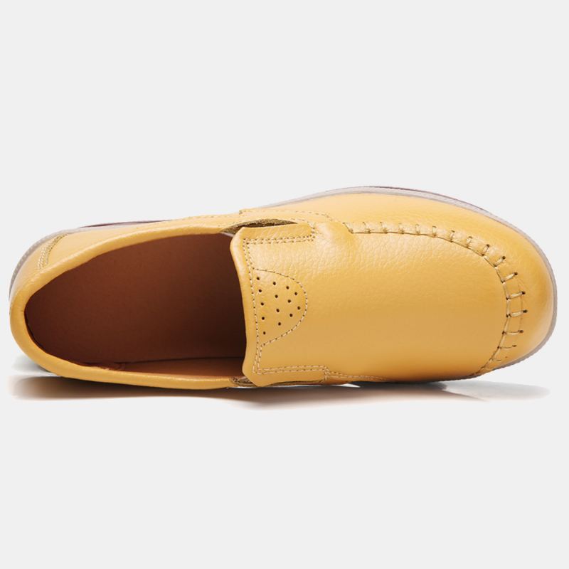 Kvinder Syning Platform Rund Toe Slip On Loafers