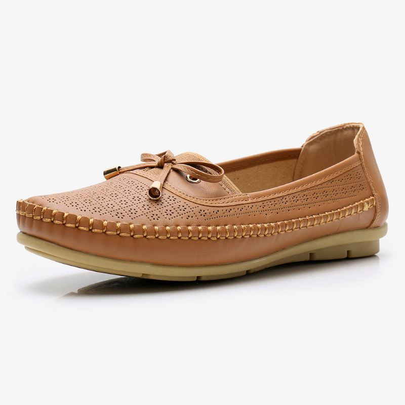 Kvinder Udhulet Bue Knude Blød Sål Slip On Casual Flats