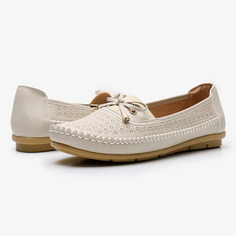 Kvinder Udhulet Bue Knude Blød Sål Slip On Casual Flats