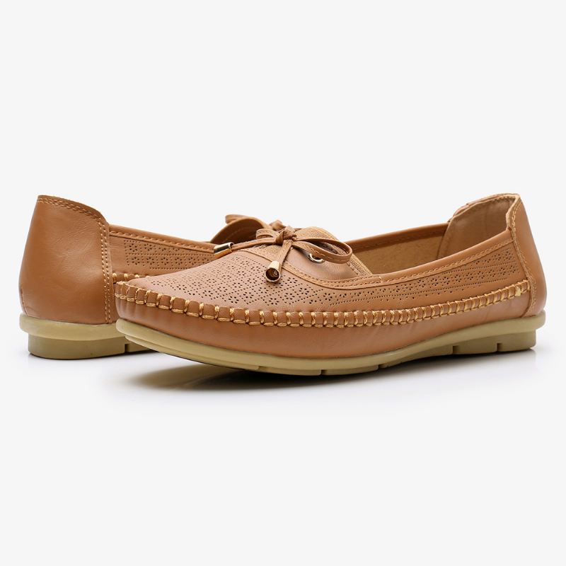 Kvinder Udhulet Bue Knude Blød Sål Slip On Casual Flats