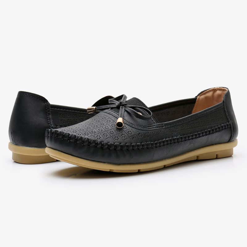 Kvinder Udhulet Bue Knude Blød Sål Slip On Casual Flats