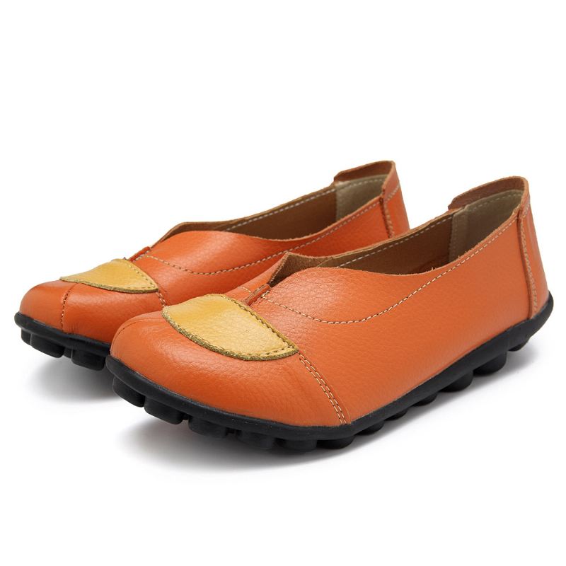 Kvinder V-formet Syning Læder Casual Flat Loafers Sko