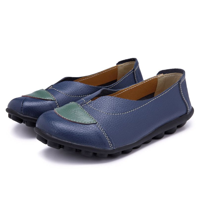 Kvinder V-formet Syning Læder Casual Flat Loafers Sko