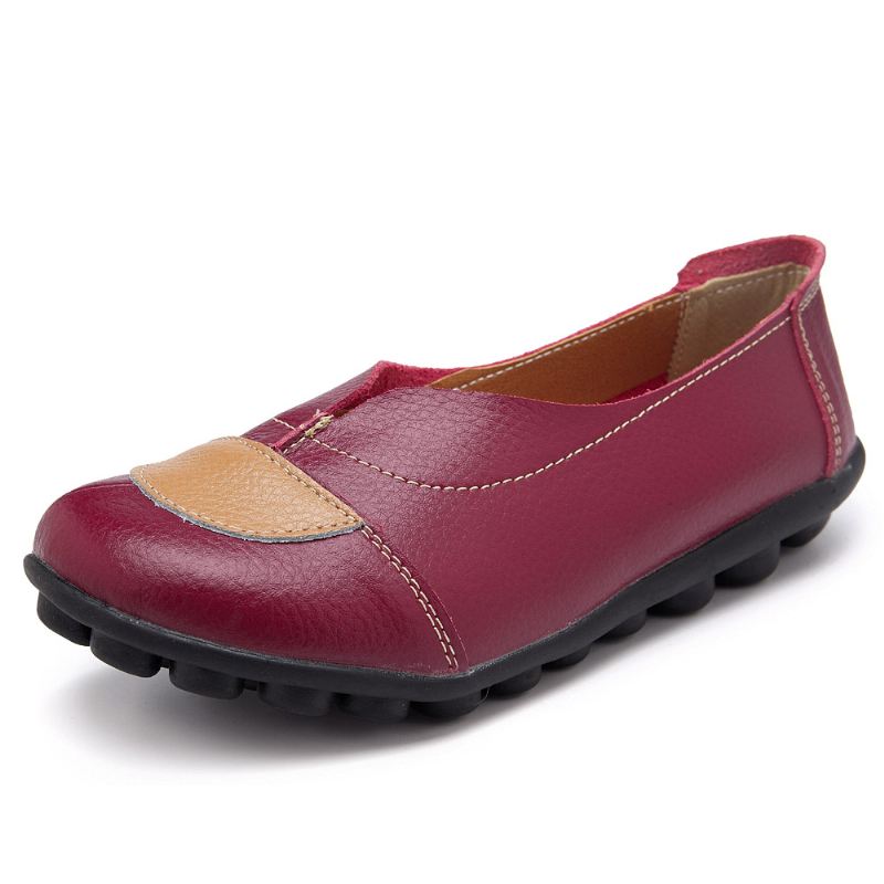 Kvinder V-formet Syning Læder Casual Flat Loafers Sko