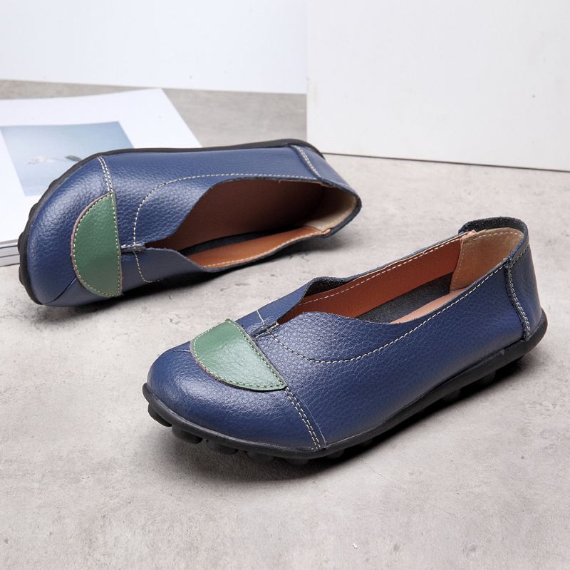 Kvinder V-formet Syning Læder Casual Flat Loafers Sko