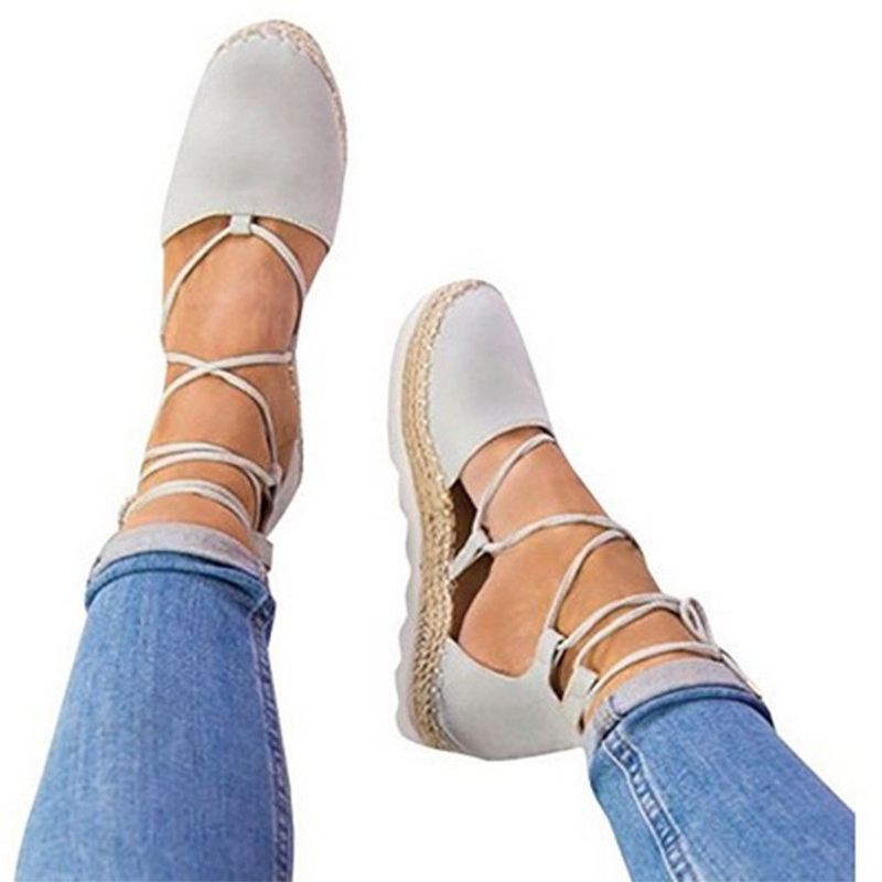 Kvinders Strappy Espadrilles Plus Størrelse Casual Solid Colour Summer Platform Sandaler