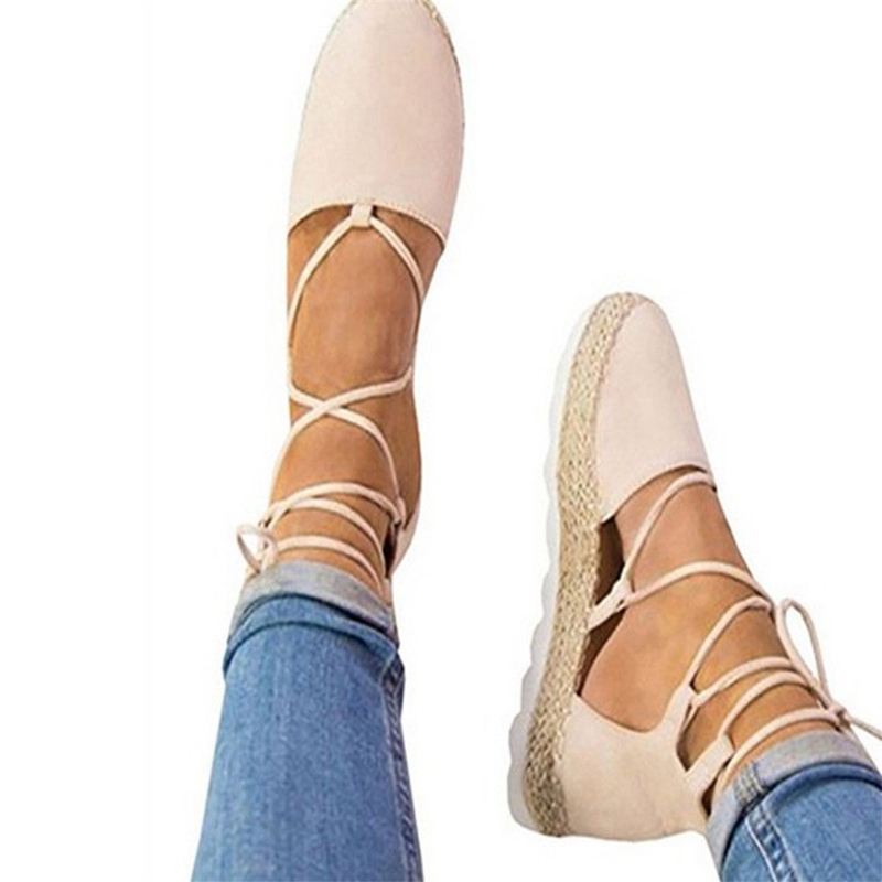 Kvinders Strappy Espadrilles Plus Størrelse Casual Solid Colour Summer Platform Sandaler