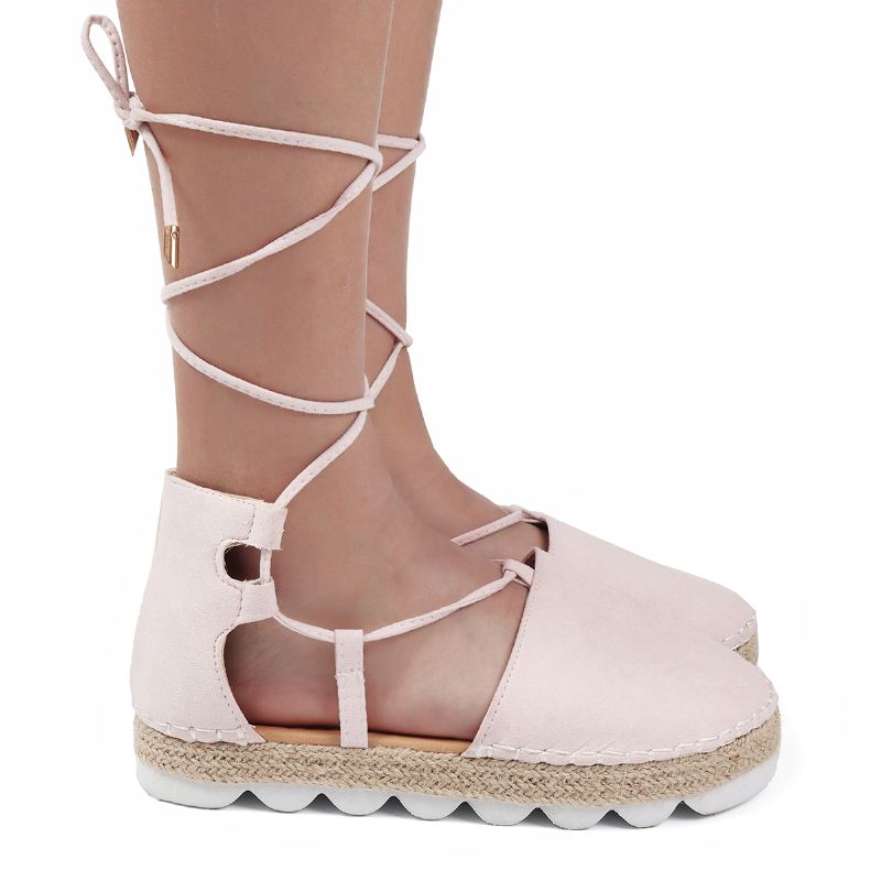 Kvinders Strappy Espadrilles Plus Størrelse Casual Solid Colour Summer Platform Sandaler