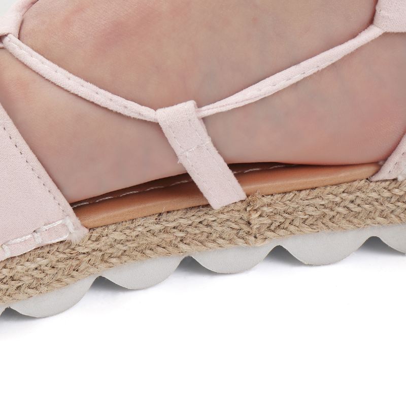 Kvinders Strappy Espadrilles Plus Størrelse Casual Solid Colour Summer Platform Sandaler