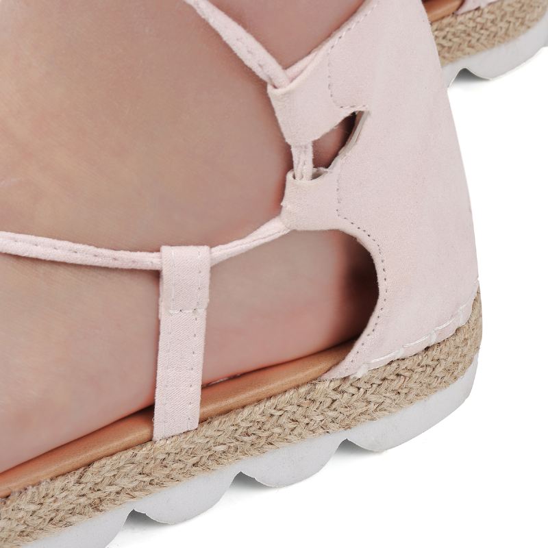 Kvinders Strappy Espadrilles Plus Størrelse Casual Solid Colour Summer Platform Sandaler