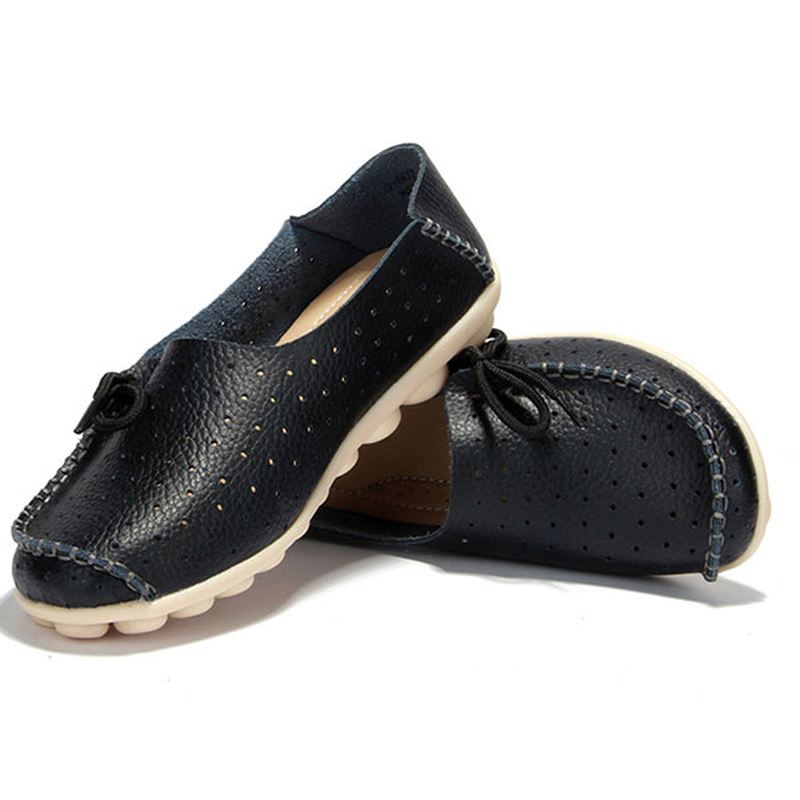 Nye Kvinder Flats Bløde Komfortable Snøre-up Casual Mode Flat Loafers Sko