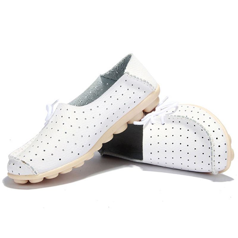 Nye Kvinder Flats Bløde Komfortable Snøre-up Casual Mode Flat Loafers Sko