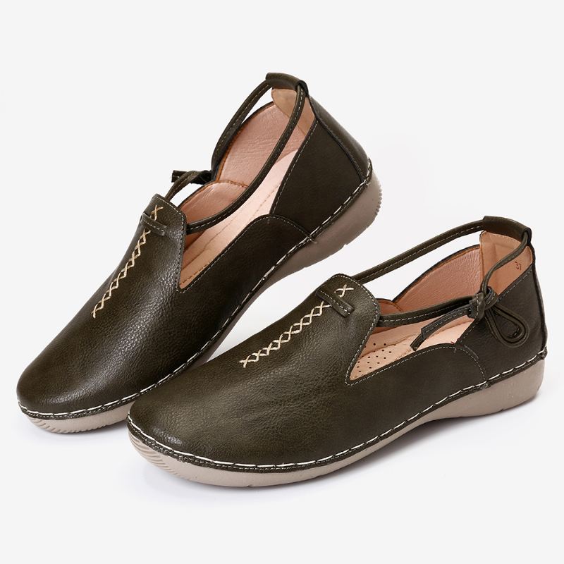 Pure Color Casual Walking Læder Loafers