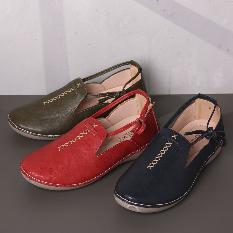 Pure Color Casual Walking Læder Loafers