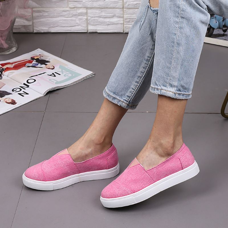 Solid Color Slip On Loafers