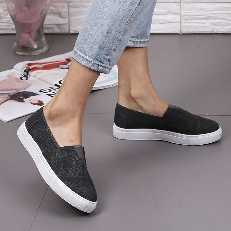 Solid Color Slip On Loafers