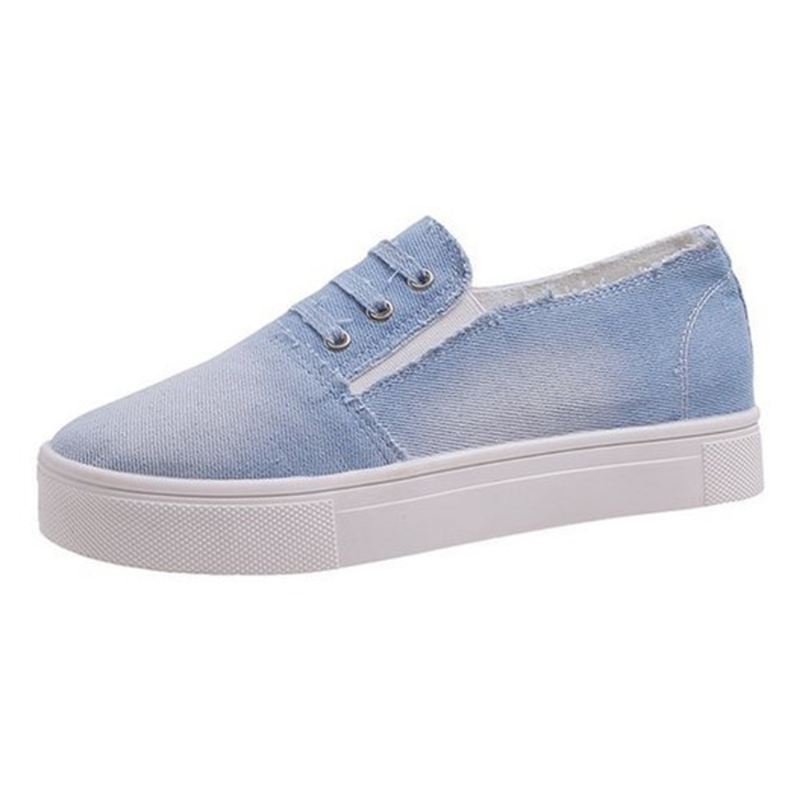 Stor Størrelse Dame Elastic Band Loafers Canvas Dame Flats