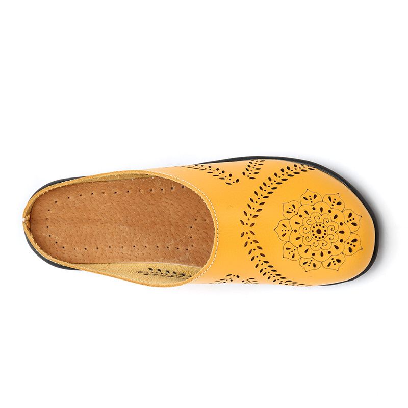 Stor Størrelse Hollow Out Pure Color Blød Casual Flats Damesko