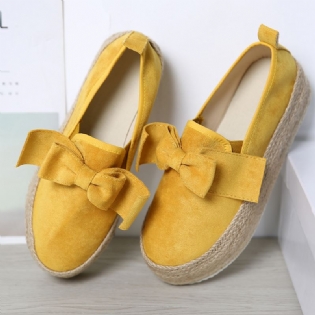 Stor Størrelse Kvinder Casual Butterfly Knot Straw Platform Loafers