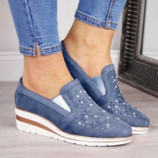 Stor Størrelse Kvinder Casual Spidstå Hul Slip On Wedges Loafers