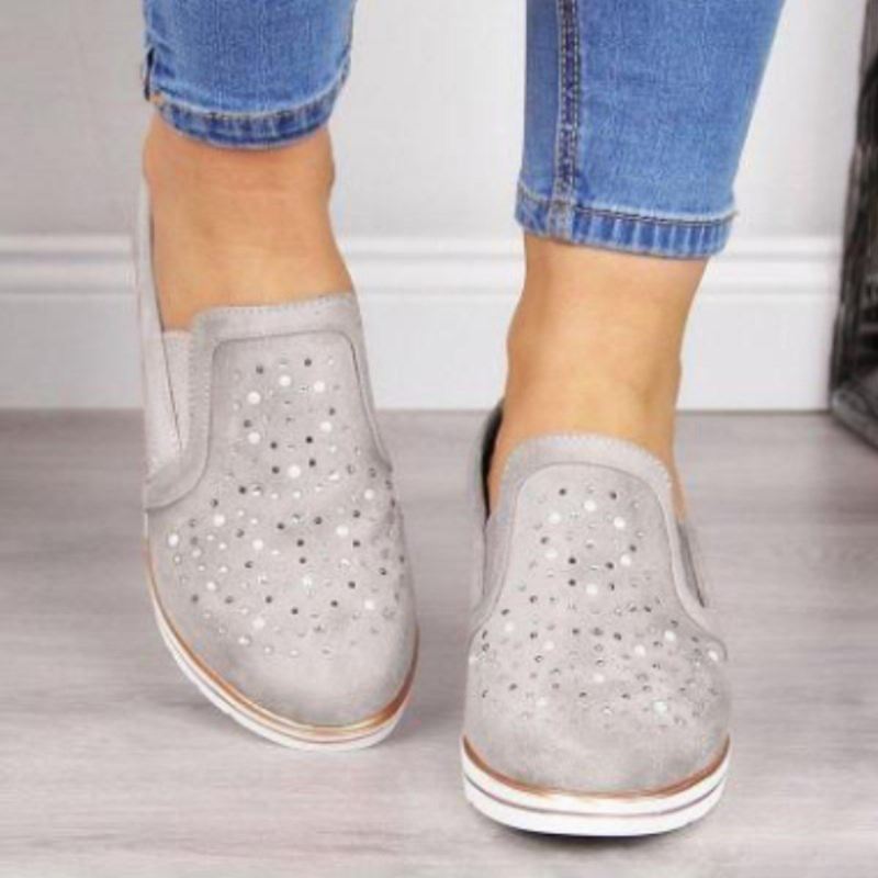 Stor Størrelse Kvinder Casual Spidstå Hul Slip On Wedges Loafers