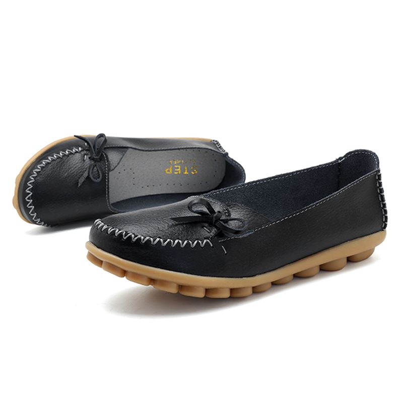 Større Størrelse Kvinder Casual Shoe Læder Flade Loafers