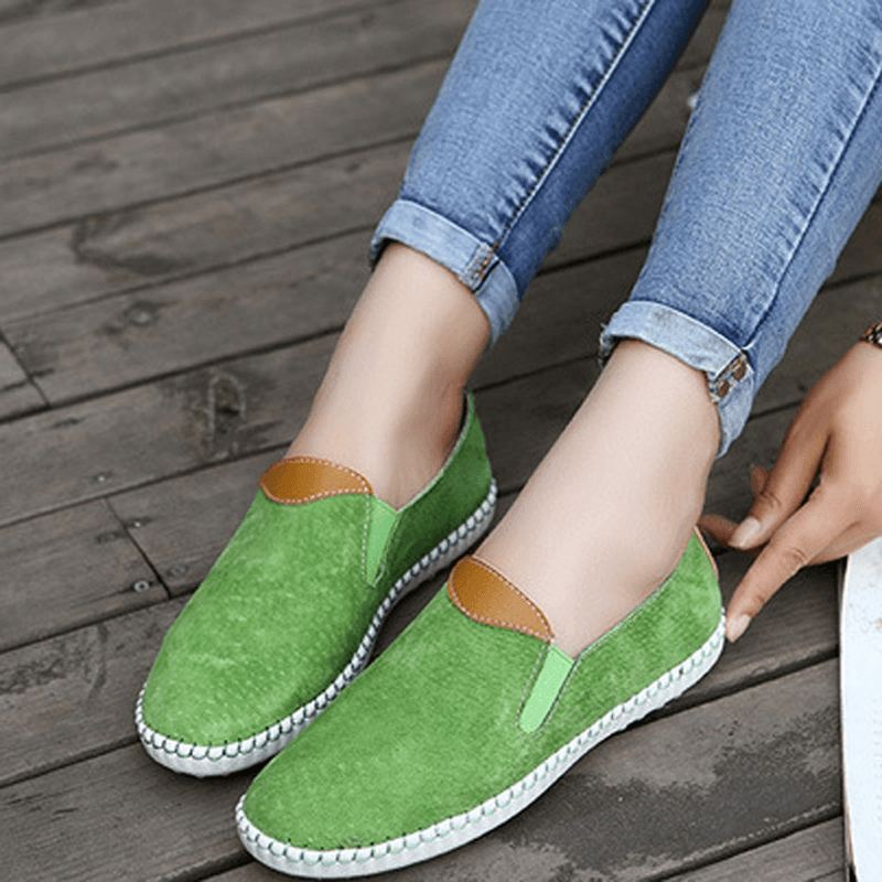 Us Størrelse 5-10 Kvinder Casual Sko Komfortable Udendørs Læder Slip On Flats Loafers