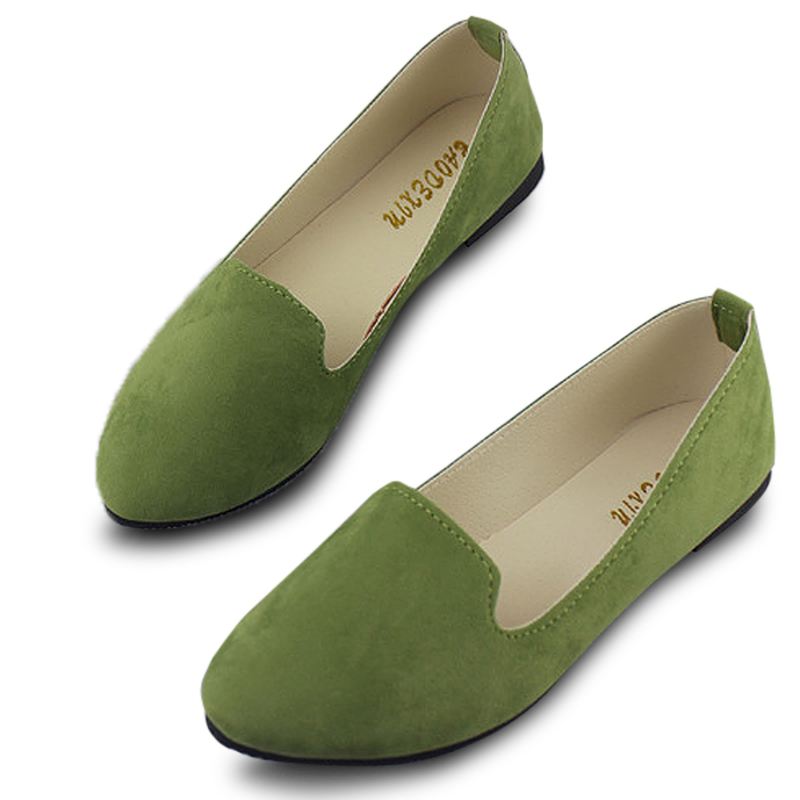 Us Størrelse 5-11 Kvinder Flats Komfortabel Casual Slip On Spidstå Ruskind Flat Loafers Sko