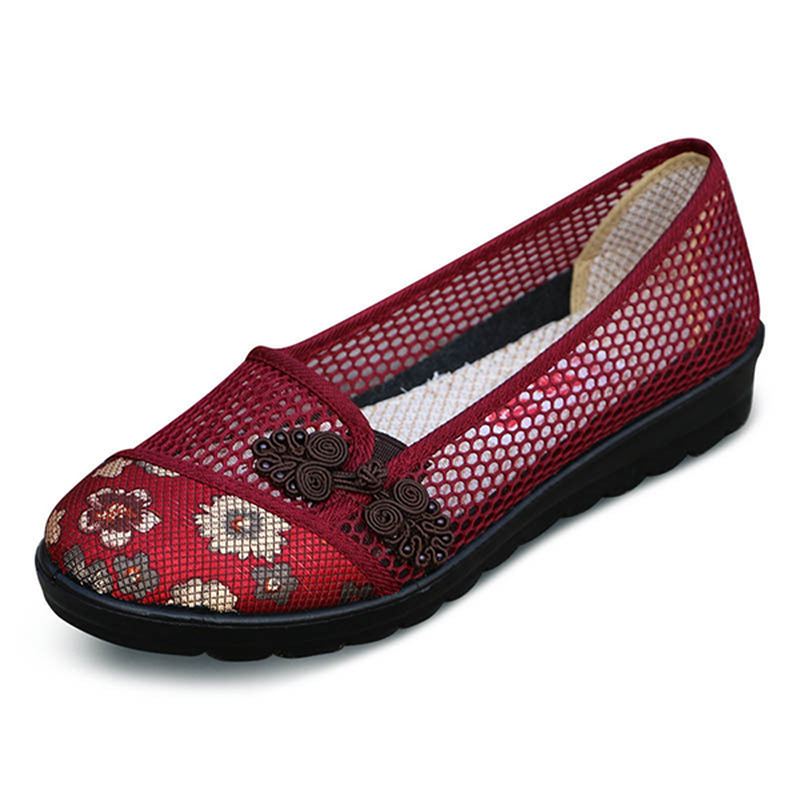 Us Størrelse 5-11 Kvinder Sommer Fritid Chic Sko Åndbar Slip-on Mesh Sved Absorption Flats Sko