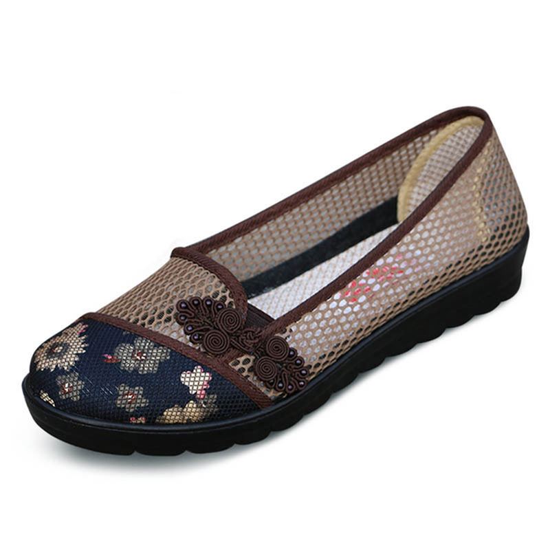 Us Størrelse 5-11 Kvinder Sommer Fritid Chic Sko Åndbar Slip-on Mesh Sved Absorption Flats Sko