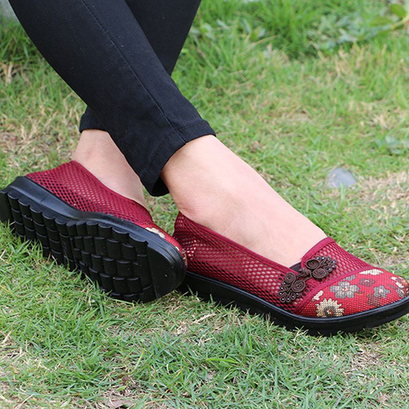 Us Størrelse 5-11 Kvinder Sommer Fritid Chic Sko Åndbar Slip-on Mesh Sved Absorption Flats Sko