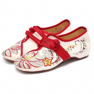 Us Størrelse 5-12 Kvinder Casual Brodery Floral Slip On Outdoor Flat Shoes