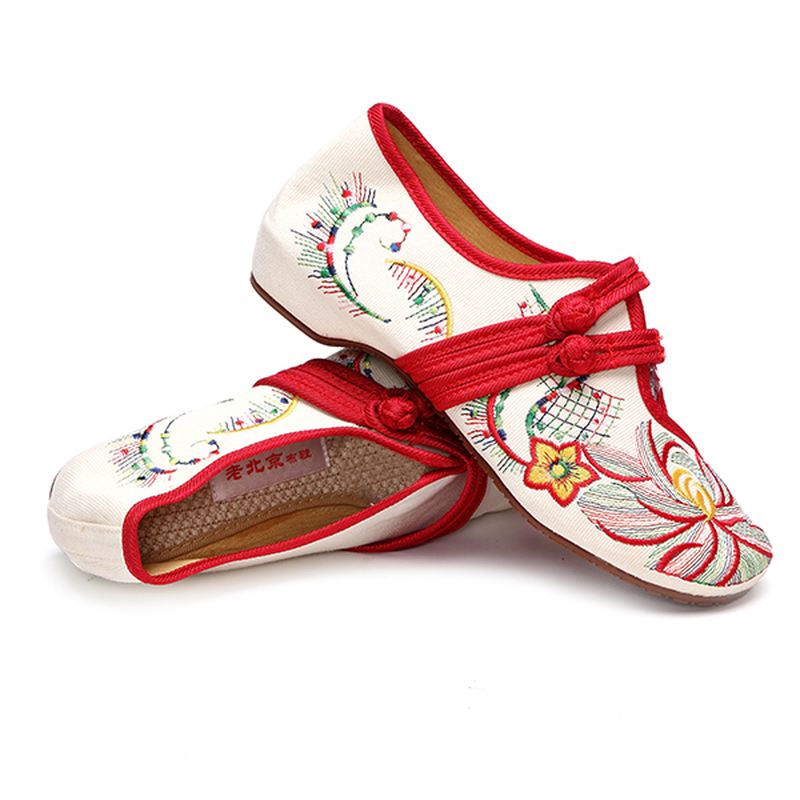 Us Størrelse 5-12 Kvinder Casual Brodery Floral Slip On Outdoor Flat Shoes