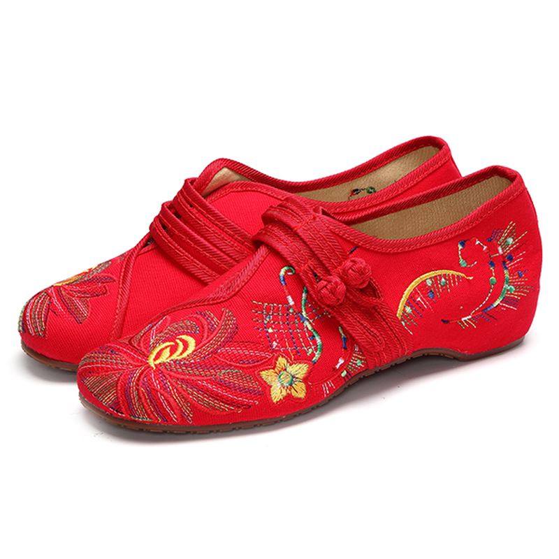 Us Størrelse 5-12 Kvinder Casual Brodery Floral Slip On Outdoor Flat Shoes