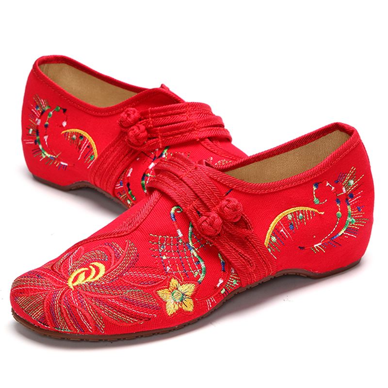 Us Størrelse 5-12 Kvinder Casual Brodery Floral Slip On Outdoor Flat Shoes