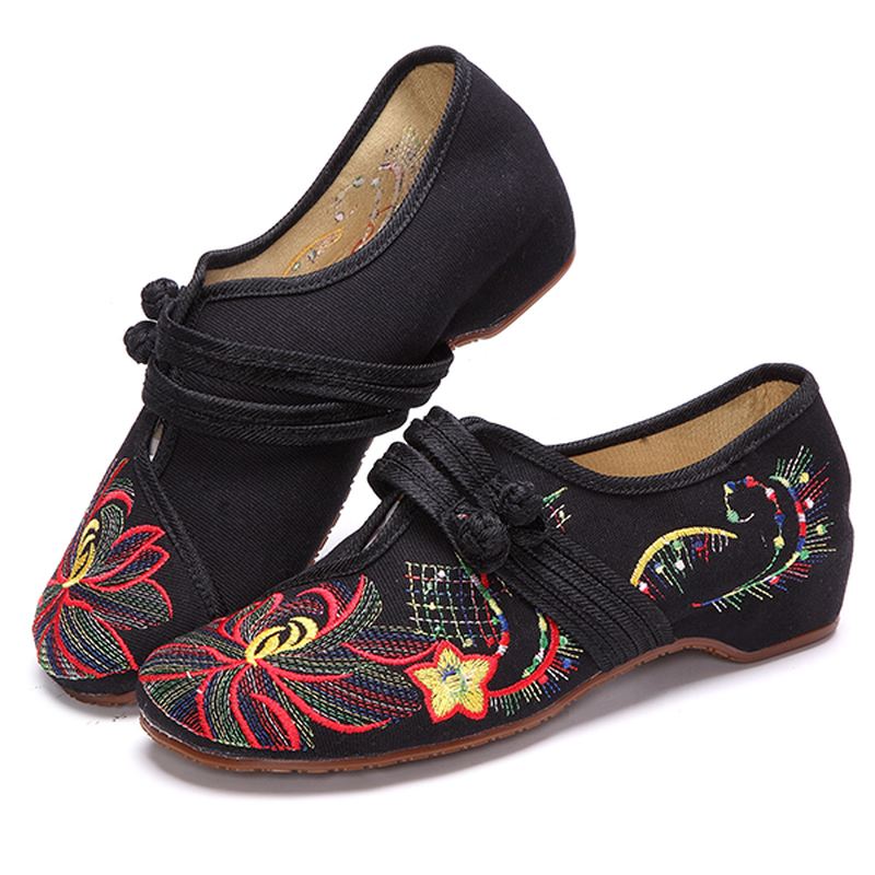 Us Størrelse 5-12 Kvinder Casual Brodery Floral Slip On Outdoor Flat Shoes