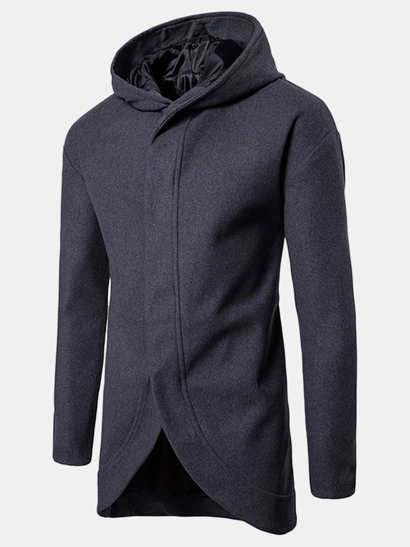 Herre Business Hooded Single Breasted Casual Mid Long Trench Coats