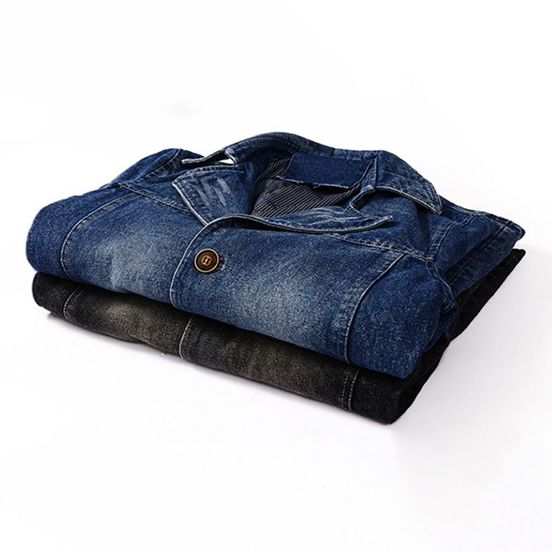 Herre Mid-long Denim Turn Down Krave Stilfuld Afslappet Jakke