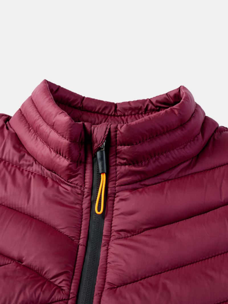 Herre Solid Quilted Zip Up Basic Polstrede Frakker Med Welt Pocket