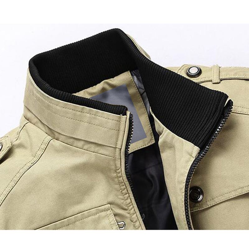 Herre Spring Autumn Stand Collar Multi Pocket Outdoor Jacket