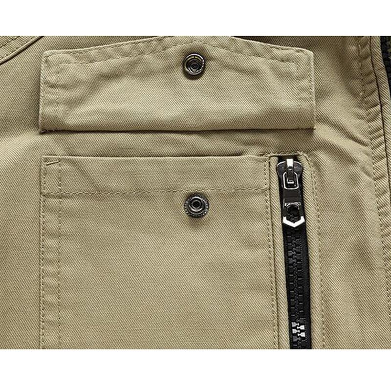 Herre Spring Autumn Stand Collar Multi Pocket Outdoor Jacket