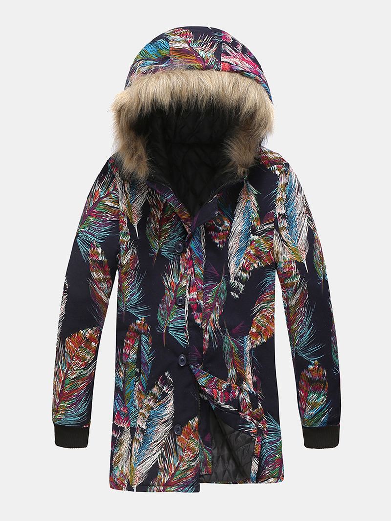 Herre Vinter Hooded Warm Mode Mid Long Bomuld Frakker