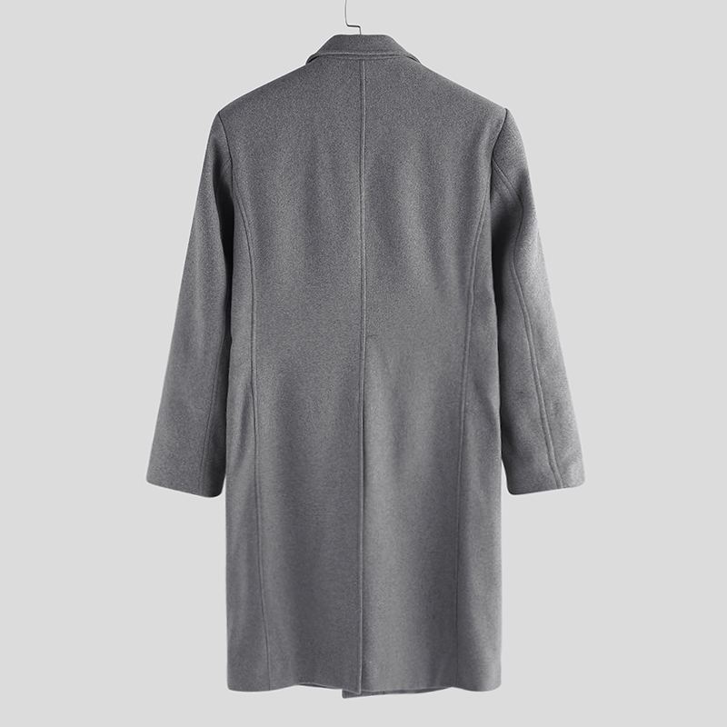 Herre Vinter Single Breasted Store Lommer Mid Long Casual Coat