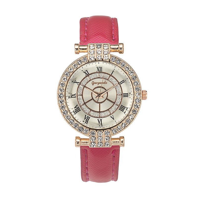 Læderbånd Kvinder Armbåndsur Casual Style Crystal Quartz Watch