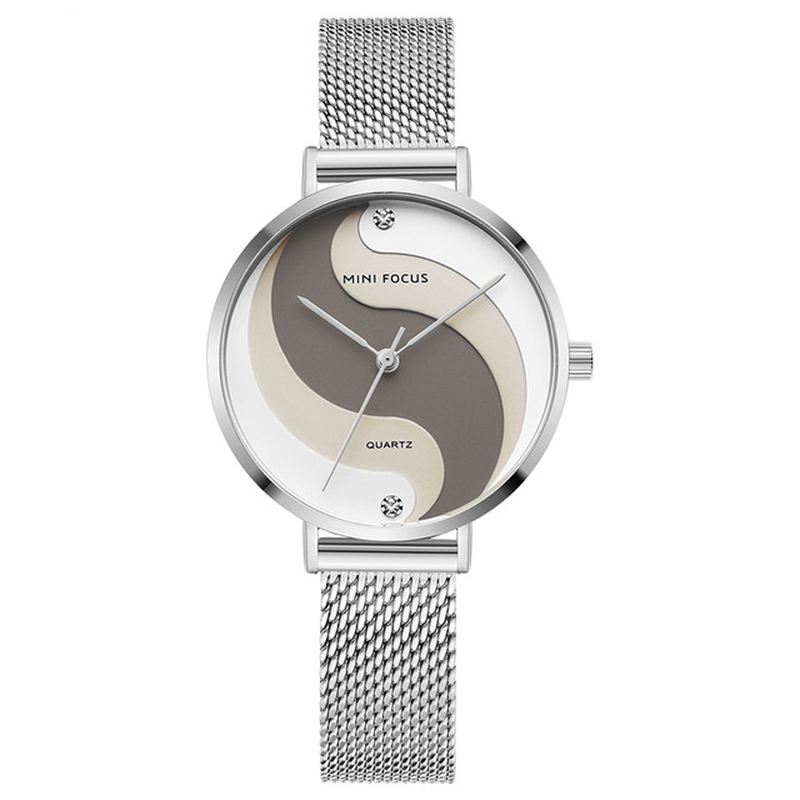 Mode Simple Diamond Vandtæt Milanese Mesh Strap Kvinder Watch Quartz Watch