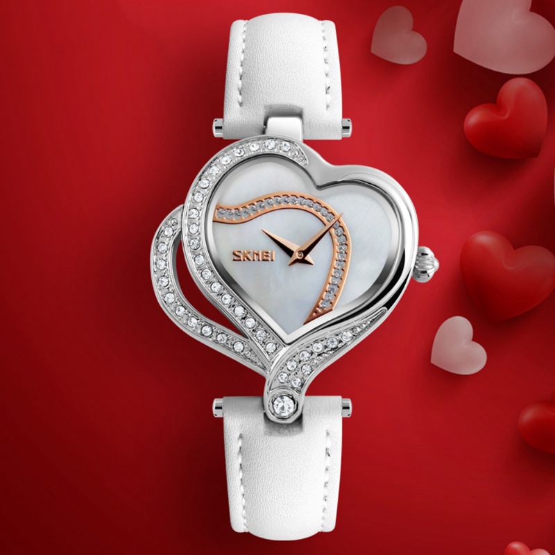 Sweet Love Mode Style Kvinder Ure Krystal Læderrem Quartz Watch