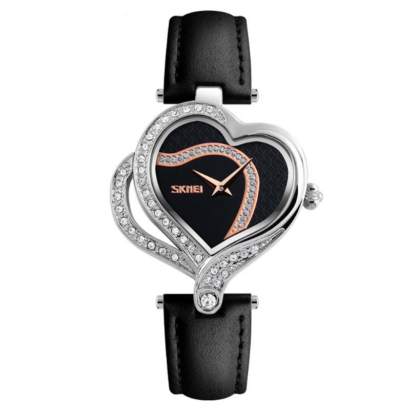 Sweet Love Mode Style Kvinder Ure Krystal Læderrem Quartz Watch